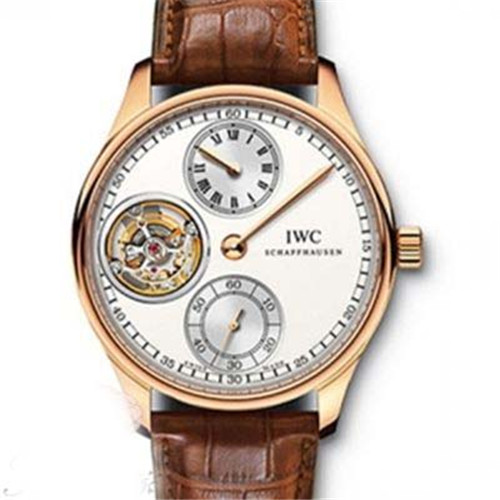 一比一萬國陀飞轮机械表，IWC 1:1葡萄牙系列 IW544602 TOURBILLON HAND-WOUND 瑞士真陀飛輪,玫瑰金皮带手表，顶级做工-高仿瑞士真陀飞轮