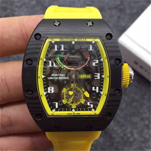 Richard Mille理查德米勒 RM036鍛造碳 黃色鏤空機械男表-RM理查德·米勒