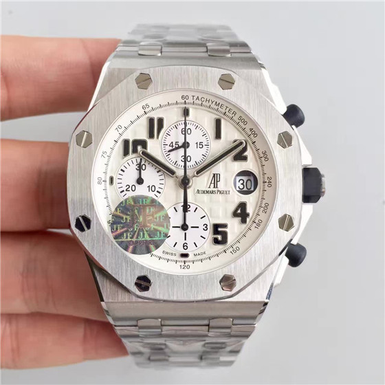 JF工廠，1比1 愛彼 AP Royal Oak Offshore皇家橡樹離岸型25721，白色表面鋼帶款，密底更亂真，最好的愛彼複刻工廠-愛彼Audemars Piguet