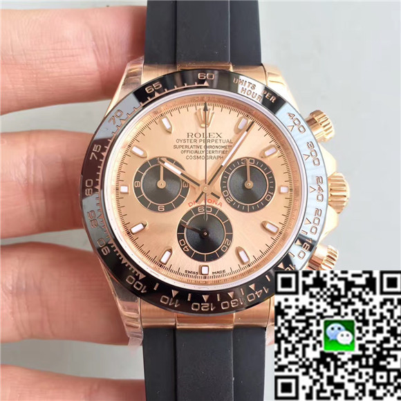 Noob廠V7S.勞力士迪通拿116515,RubberB橡胶带，玫瑰金粉色盤，正品1:1開模rolex Daytona，瑞士4130機械機心，香港精仿表-勞力士Rolex
