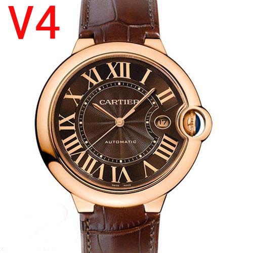 V6廠 最顶级一比一復刻CARTIER卡地亞V4版藍氣球系列W6920037，玫瑰金表盘，朱古力咖啡色表面，气质型男女机械表，超级乱真，难得好货-卡地亚CARTIER