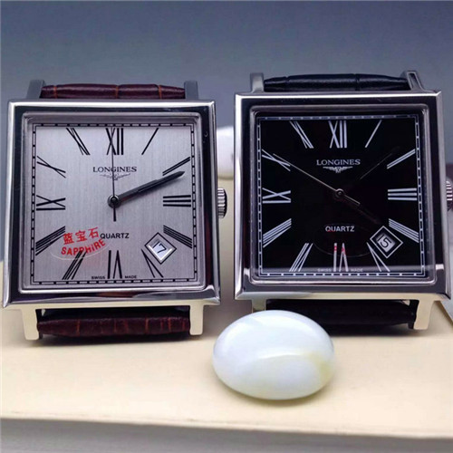 浪琴 Longines经典复刻系列1968方形复古腕表瑞士石英机芯白色表盘罗马数字蓝宝石水晶镜