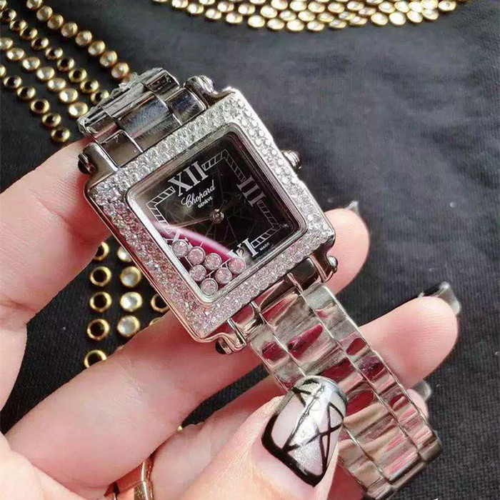 萧邦Chopard方形走珠系列水钻镶嵌精钢表壳