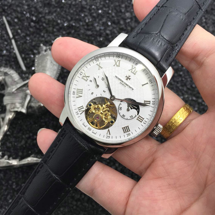 江诗丹顿Vacheron Constantin多功能机械表日月星辰多功能机械机芯进口牛皮皮带