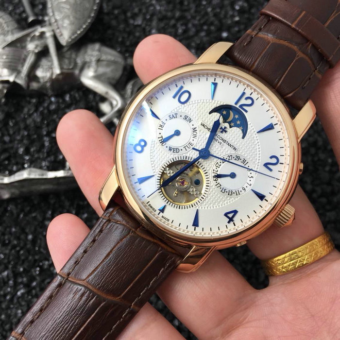 江诗丹顿Vacheron Constantin多功能机械表日月星辰多功能机械机芯进口牛皮